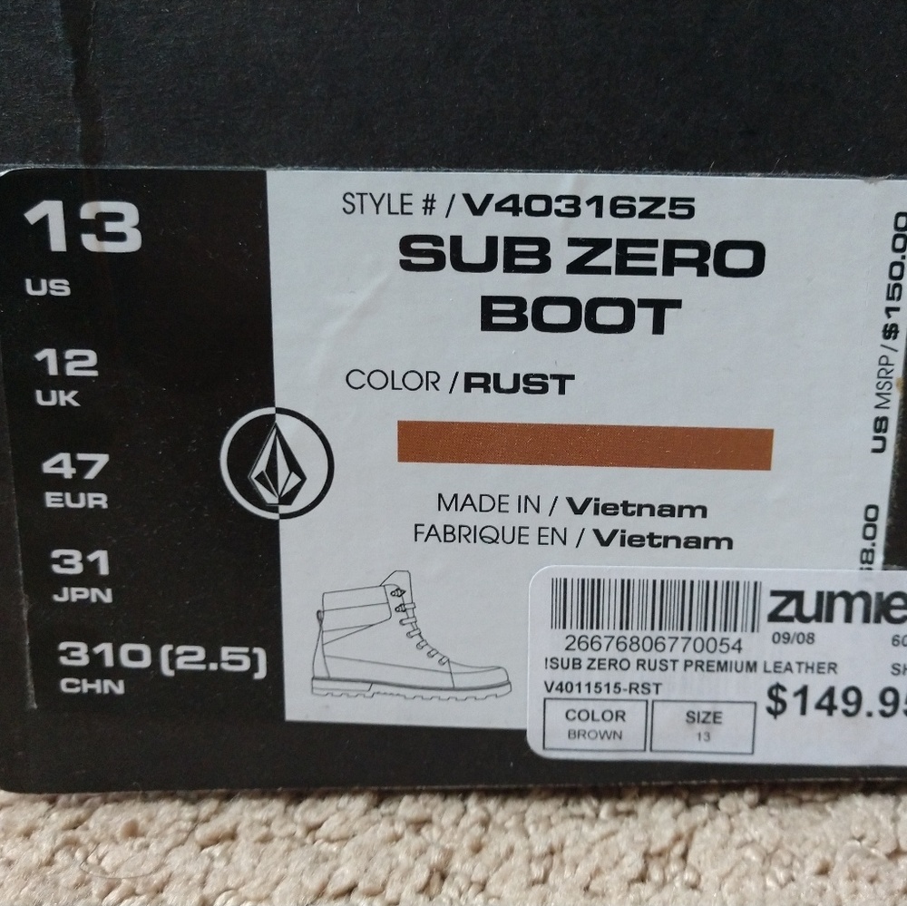 Volcom Sub Zero Mens Boots Size 13 - Picture 3 of 3